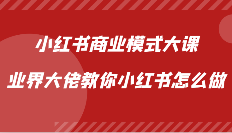 小红书商业模式大课，业界大佬教你小红书怎么做【视频课】-启学项目网