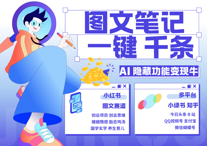 1键生成数千条图文 创业国学 秒生笔记 小红书小绿书图文 轻松引流 变现30000+-启学项目网