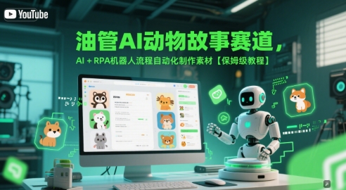 油管AI动物故事赛道，AI+RPA机器人流程自动化制作素材【保姆级教程】-启学项目网