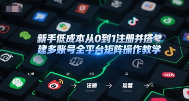新手低成本从0到1注册并搭建多账号全平台矩阵操作教学，手机号-邮箱-IP-工具-启学项目网