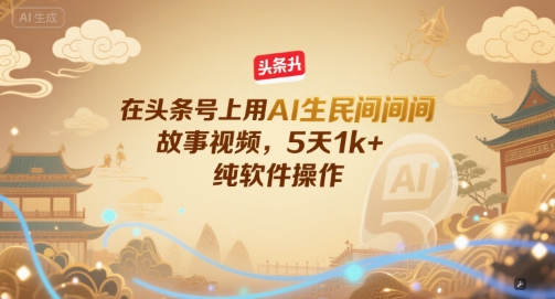 在头条号上用AI生民间故事视频，5天1k+，纯软件操作-启学项目网