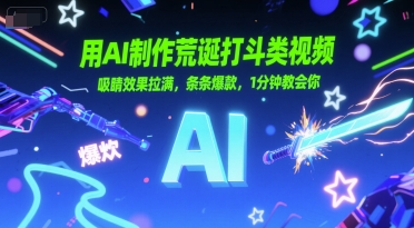 用AI制作荒诞打斗类视频，吸睛效果拉满，条条爆款，1分钟教会你-启学项目网