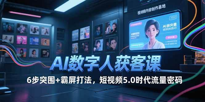 AI数字人获客课，6步突围+霸屏打法，短视频5.0时代流量密码-启学项目网