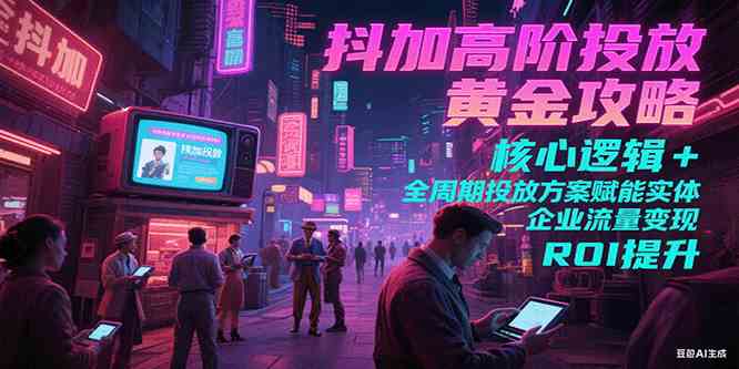 抖加高阶投放黄金攻略：核心逻辑全周期投放方案赋能实体企业流量变现 ROI 提升-启学项目网