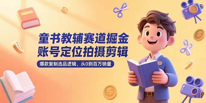 童书教辅赛道掘金，账号定位拍摄剪辑，爆款复制选品逻辑，从0到百万销量-启学项目网