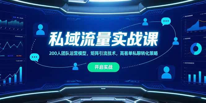 私域流量实战课，200人团队运营模型，矩阵引流技术，高客单私聊转化策略-启学项目网