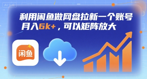 利用闲鱼做网盘拉新一个账号，月入6k+，可以矩阵放大-启学项目网