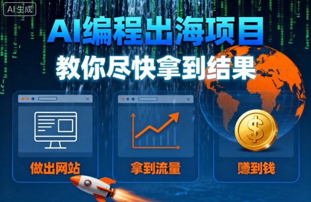 AI编程出海项目，教你尽快拿到结果-做出网站、拿到流量、賺到钱-启学项目网