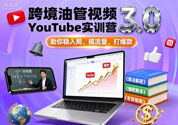 跨境油管视频YouTube实训营3.0，助你稳入局、搞流量、打爆款-启学项目网